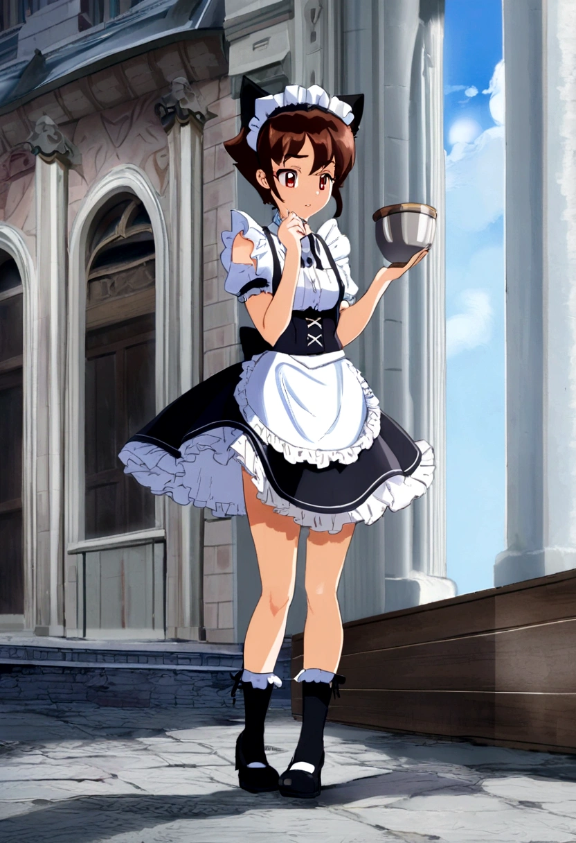 (Daisaku),(Need),(Super meticulous),(full bodyesbian:1.2), 1girl, 1girl, arafed image of a woman in a maid outfit holding a bowl, cosplay of a catboy! maid! dress, anime girl in a maid costume, maid outfit, anime girl cosplay, lolita style, maid dress, lolita fashion, gorgeous maid, anime cosplay, cute anime waifu in a nice dress, ornate cosplay, anime cat girl in a maid costume, ,(Beautiful and delicate eyes),