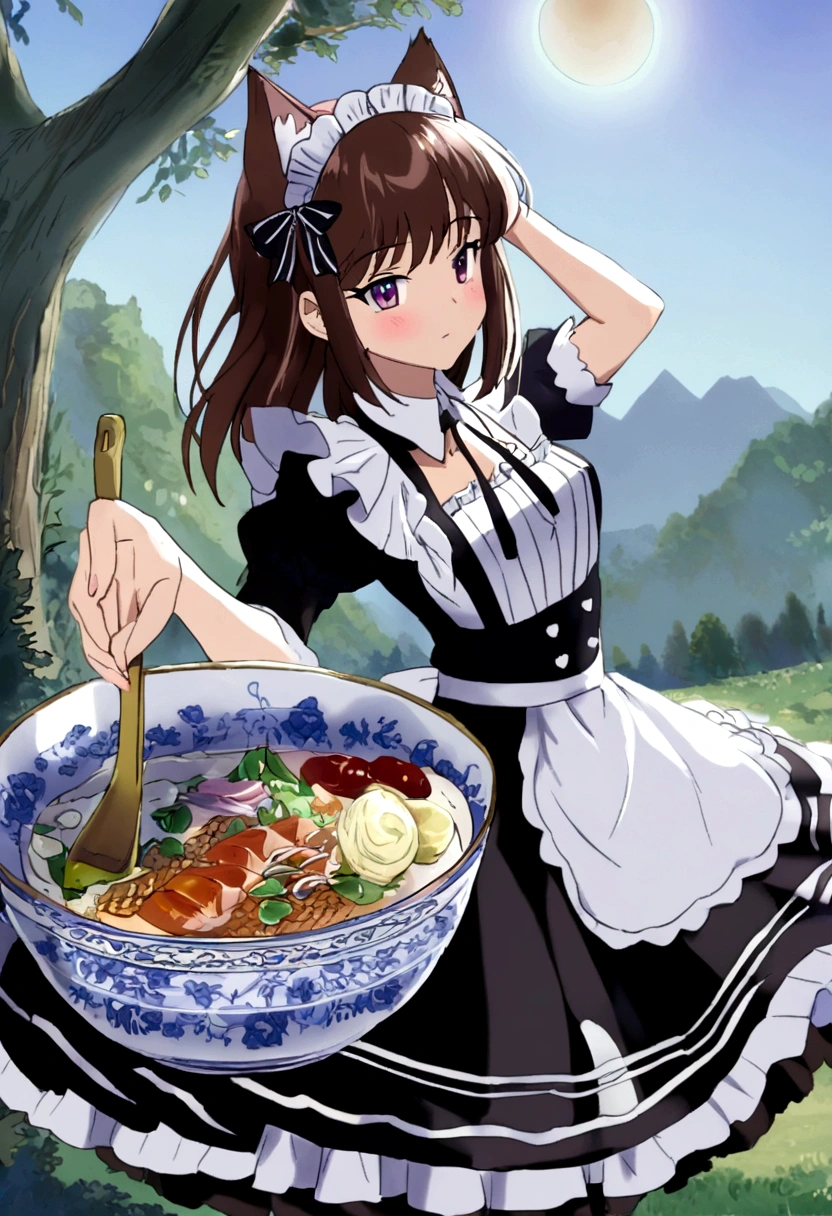 (Daisaku),(Need),(Super meticulous),(full bodyesbian:1.2), 1girl, 1girl, arafed image of a woman in a maid outfit holding a bowl, cosplay of a catboy! maid! dress, anime girl in a maid costume, maid outfit, anime girl cosplay, lolita style, maid dress, lolita fashion, gorgeous maid, anime cosplay, cute anime waifu in a nice dress, ornate cosplay, anime cat girl in a maid costume, ,(Beautiful and delicate eyes),