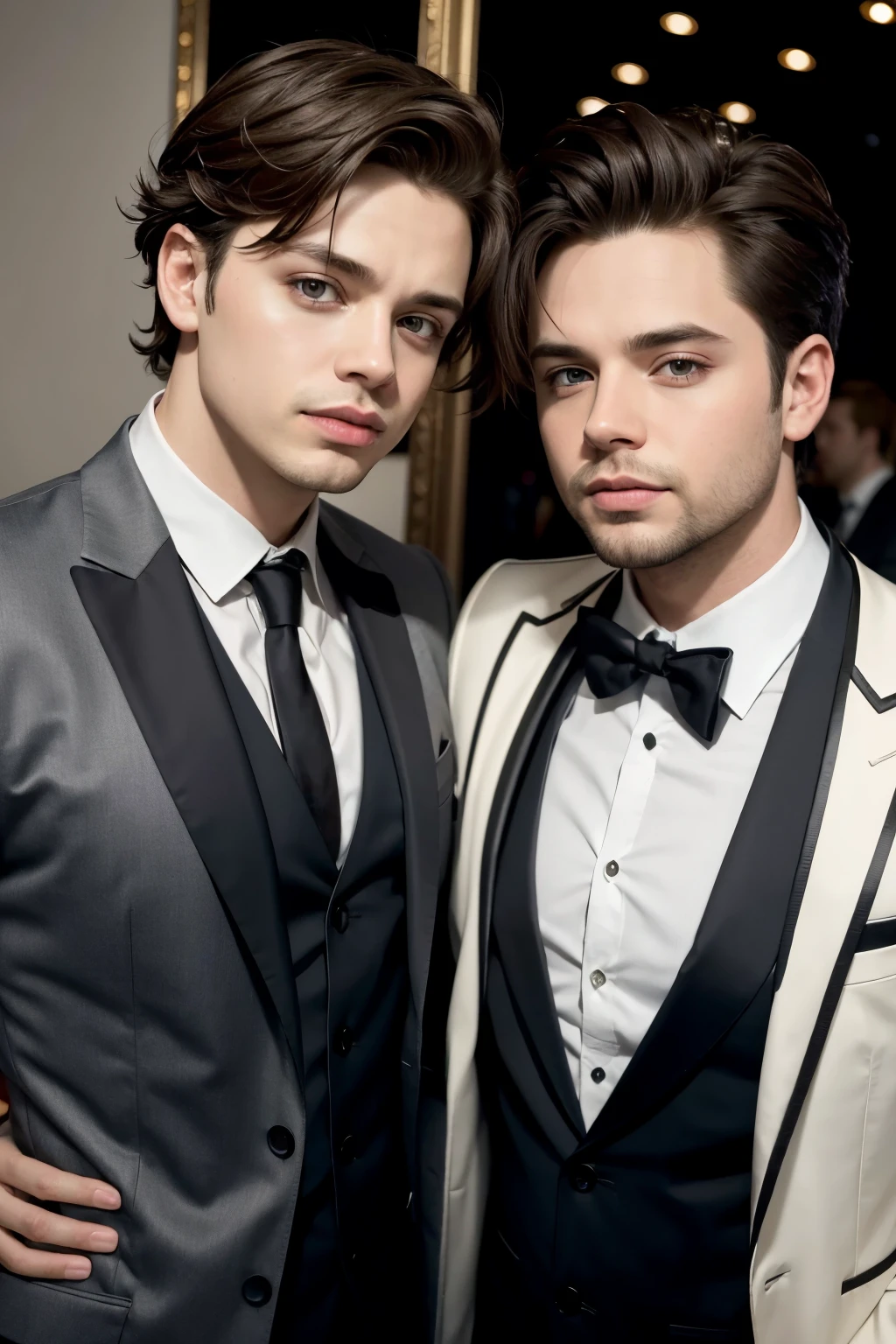 ((best quality)), ((masterpiece)), (detailed), SebastianStan, 2 males, 2 boys, cupid, boyfriend, couple gay, adult
