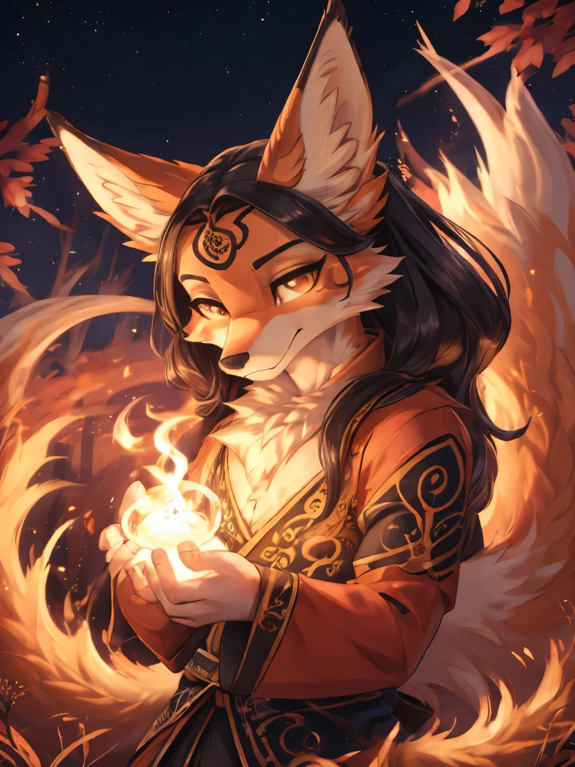 Azuna, earth bending, kitsune ears, jardin zen