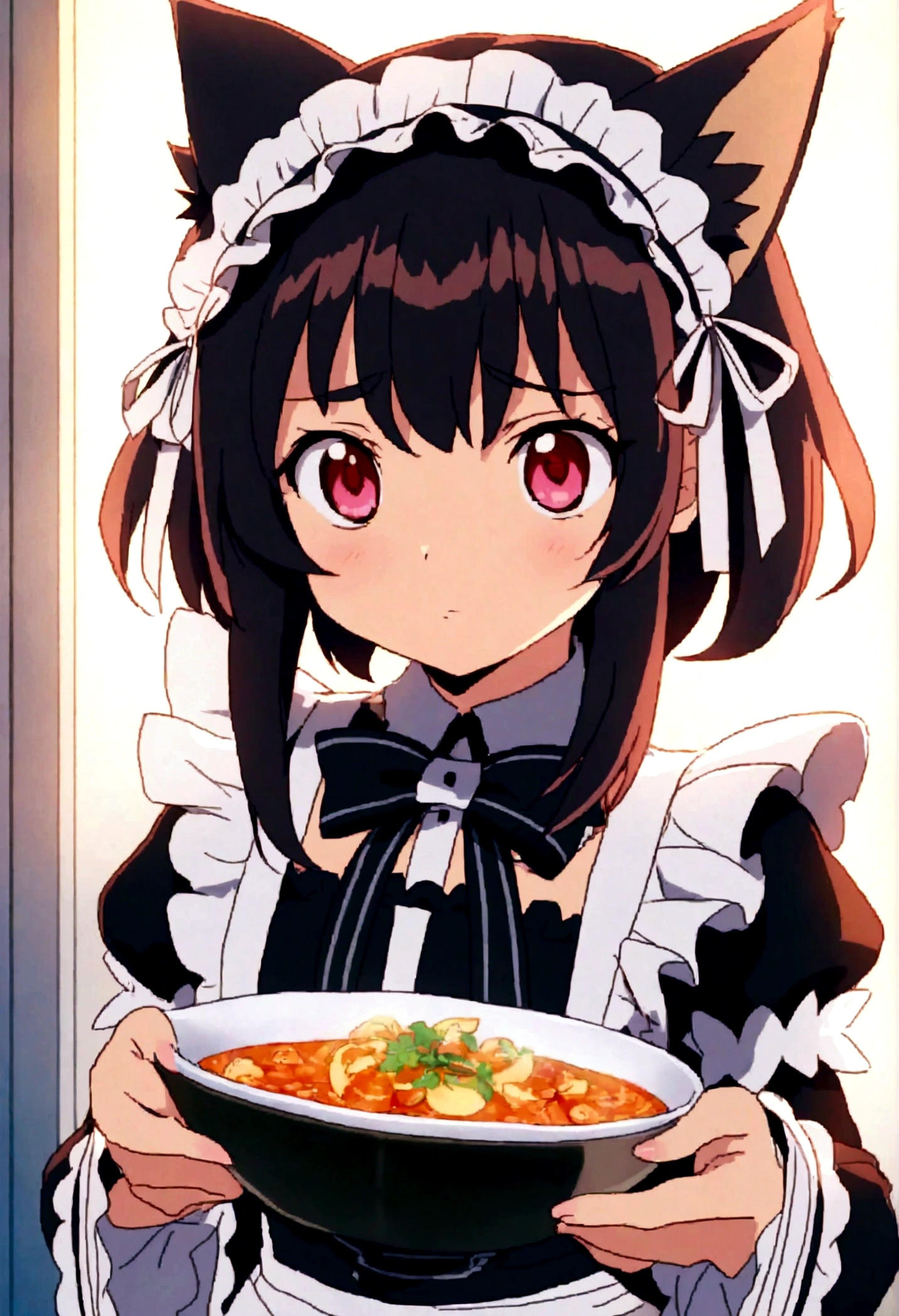 (Daisaku),(Need),(Super meticulous),(full bodyesbian:1.2), 1girl, 1girl, arafed image of a woman in a maid outfit holding a bowl, cosplay of a catboy! maid! dress, anime girl in a maid costume, maid outfit, anime girl cosplay, lolita style, maid dress, lolita fashion, gorgeous maid, anime cosplay, cute anime waifu in a nice dress, ornate cosplay, anime cat girl in a maid costume, ,(Beautiful and delicate eyes),