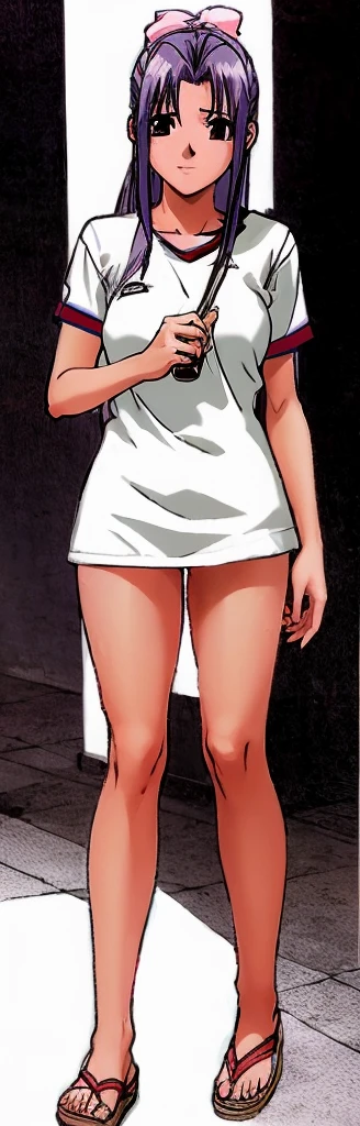 A Female mature robot loves herself. she wears nothing. Her Brown very short pigtails is tied with two big red clothespins, mature, android, blue eyes, full body, Height: 160cm, flushed cheeks, sweat bucket. full body shot, looking straight. Her smile is complete.