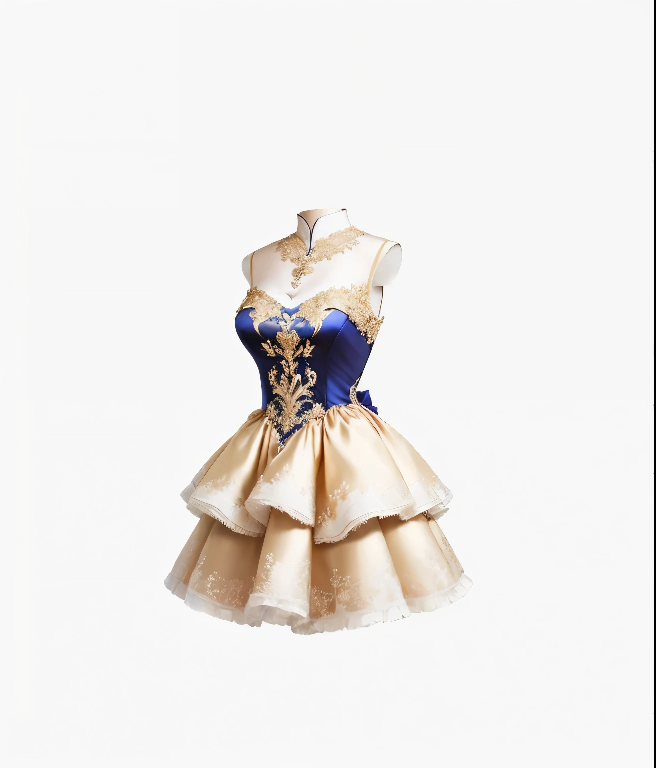 露肩dress, inspired by William Harnett, Propaganda Art,, Dress, The art of math,, 华丽dress, alternate album cover,, High Detail, Detailed clothes, , dress, 白色和蓝色dress, Beautiful luxury, a complicated dress, Gorgeously dressed, Ruffled Clothing, elegant dress, intricate 梦幻Dress, satin, 穿着精致dress