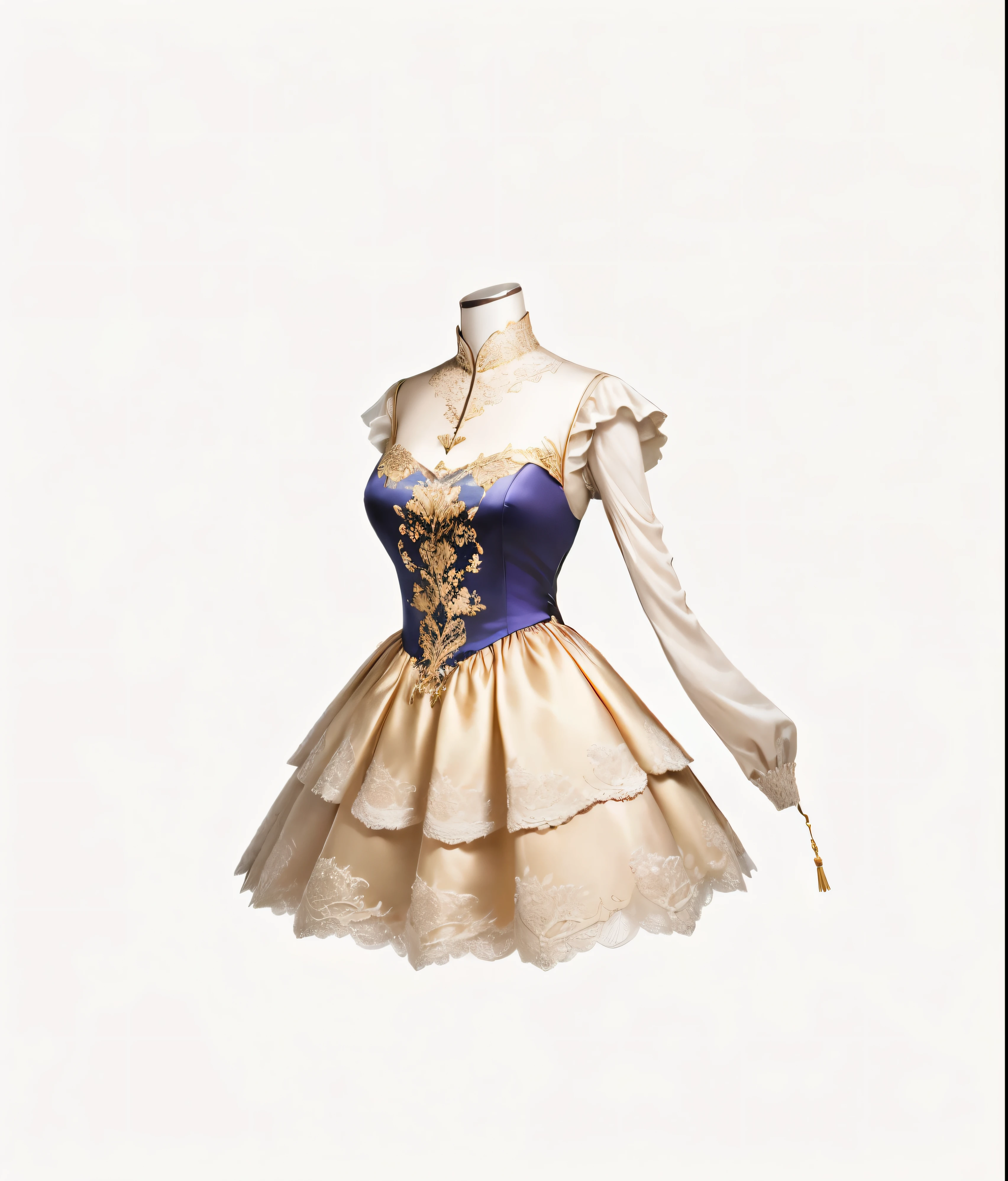Off-shoulder dress, inspired by William Harnett, Propaganda Art,, Dress, The art of math,, Gorgeous dress, alternate album cover,, High Detail, Detailed clothes, , dress, White and blue dress, Beautiful luxury, a complicated dress, Gorgeously dressed, Ruffled Clothing, elegant dress, intricate dreamy Dress, satin, Wearing exquisite dress