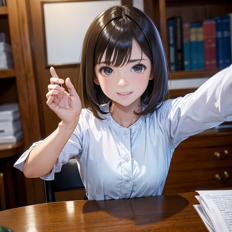 (highest quality:1.2), Super detailed, High resolution, Tabletop:1,2, Vibrant colors, Bokeh, Professional Lighting, Physically Based Rendering, Flat Color:0.8, Fine Illustration, Realistic:1.37, Shinkai Makoto style, Your name style, Light brown hair, Elegant update, Short Bob, Hairstyles such as chignon, Laugh together, Dynamic pose, Selfie, Upper body full sister、