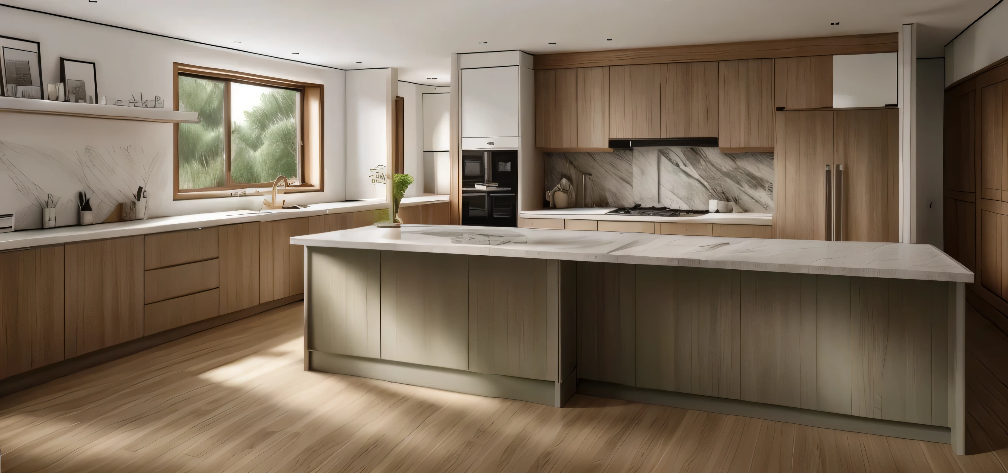 modern kitchen, white tile floor, white ceramic floor,
