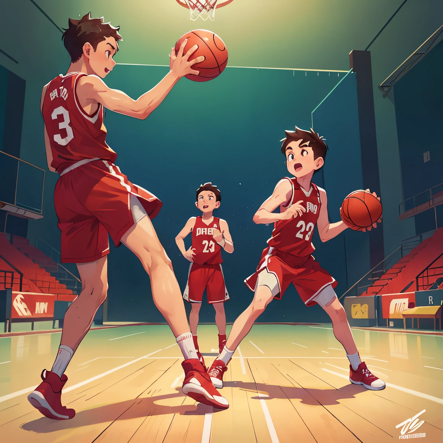 arafed basketball player in red uniform dribbling a basketball, dribbling, wearing basketball jersey, hip and leg shot, playing basketball, focused shot, profile shot, trending dribble, basketball, dribble, man standing in defensive pose, young man with short, athlete photography, center focused, centered shot, full-body-shot