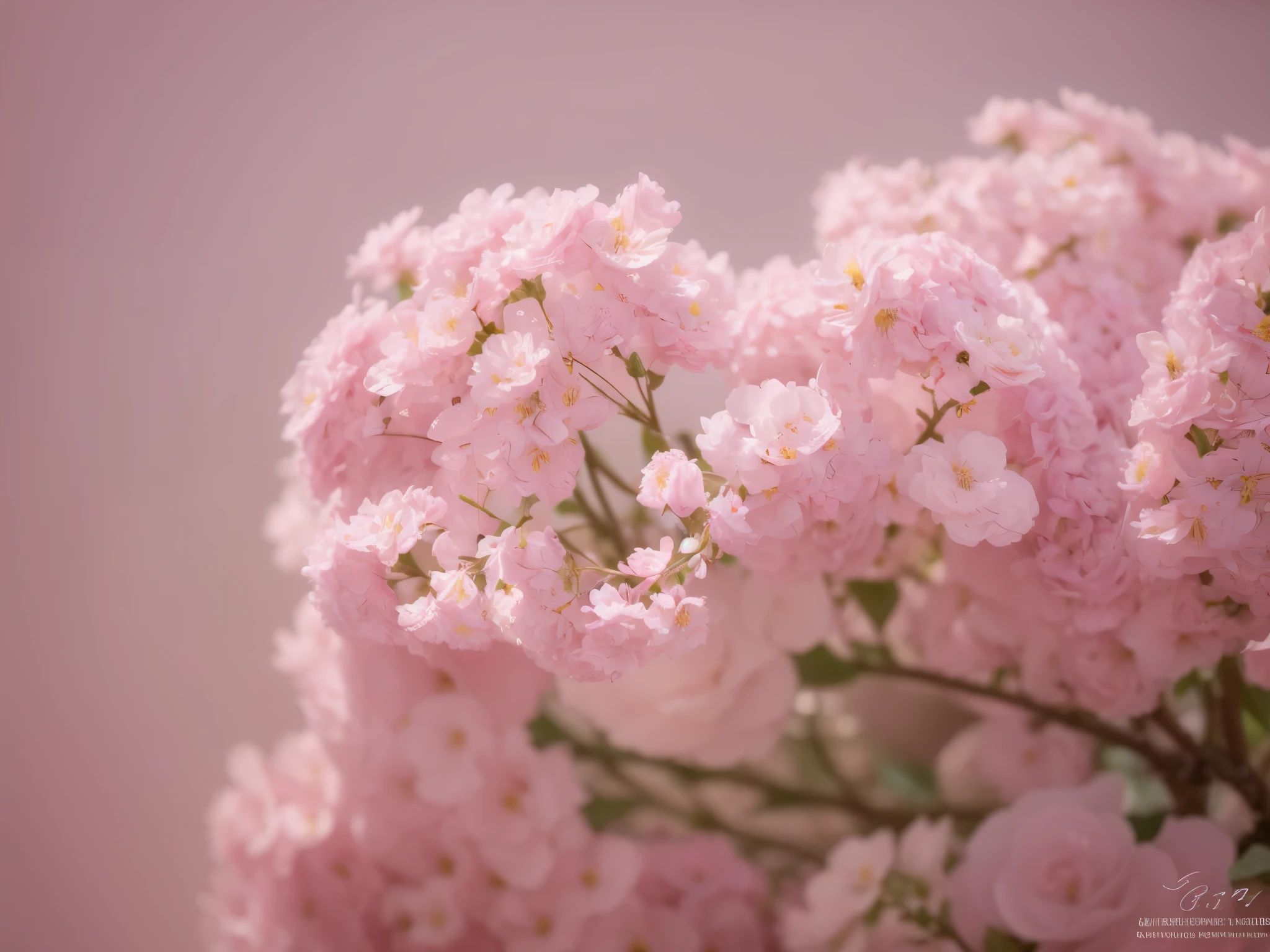 masterpiece, best quality, high quality, extremely detailed 8k wallpaper of the CG unit, a charming scene of flowers in soft shades of pink and white. The flowers are represented with delicate petals and soft textures, creating a romantic and feminine look. The background of the print is subtly decorated with small leaves and branches, adding a touch of elegance to the artistic season, digital illustration, intricate, trend, pastel colors, oil painting, award-winning photography, Bokeh, depth of field, HDR, flower, chromatic aberration, photorealistic, extremely detailed, trend in artstation, trend in CGsociety, intricate, high detail, dramatic, art in the middle of the journey