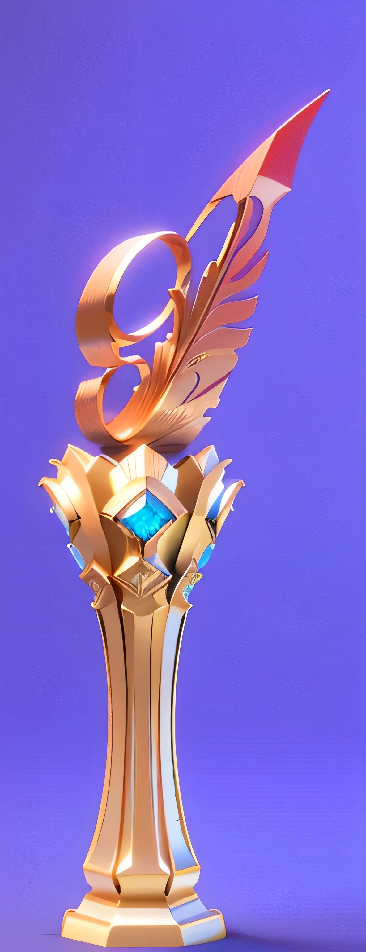 There is a big trophy,It has a red logo and a blue diamond on it, 3D sculpture octane rendering 8K, cgsociety award, Dribble 8k, 3D Sculpture 8K Octane Rendering, Art Nouveau octane rendering, 3d 8k acetate rendering, Rendering in Cinema4D, Rendering in Cinema 4D, cgsociety 8k, cgsociety 8k game