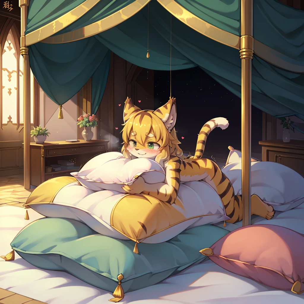 (masterpiece,best quality),my own, The Beast, , (适合任何Pillow背景的光影)), 穿着pajamas可爱女孩在Pillow上摆姿势 ,pajamas,Nature,, (blush),a smile,Pillow头,(很多Pillow),Soft cushion,(canopy bed),Soft pillow quotation,(Pillow损坏),很多Pillow,(Crotch rubbing),((Pillow驼峰)),(Pillow),(A tail),,(粉色Pillow),(Love around the protagonist),Steam,(Pillow头),(),(豪华Pillow),(Pillow),(palace),(Palace bedroom),(Pillow),柔软的Pillow,,(Classical European style bedroom ),(excited,shy person,Lack of expressiveness,),,pillow humping,mia,tiger tail,tiger ears,Tiger pattern,,Sweat,,Sweaty,Body swing,身体Shaking lines,Shaking lines,best quality, masterpiece, ((Maximum resolution)), artwork, ,,,(Interior of the palace),(In the bedroom at night),(Deluxe Rococo Canopy King Bed),On a big and spacious bed,(the 女孩 is lying on the bed),Before bedtime,,,Luxurious curtains with ornate ruffles and ribbons surround the bed,((((There are many pillows piled on the bed)))),Detail of Quilt,Detailed bed sheets,Ruffled Bed Skirt,Deep Bed,Background with depth,pajamas , ((((大量的Pillow)))),peeing,squatting,water,urine,Shaking lines,wetting pillows,Flowing liquid