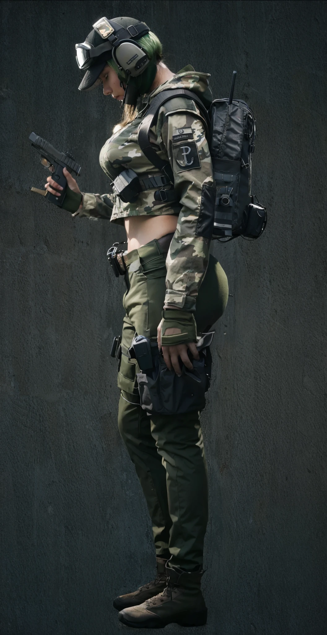 wearing military clothing