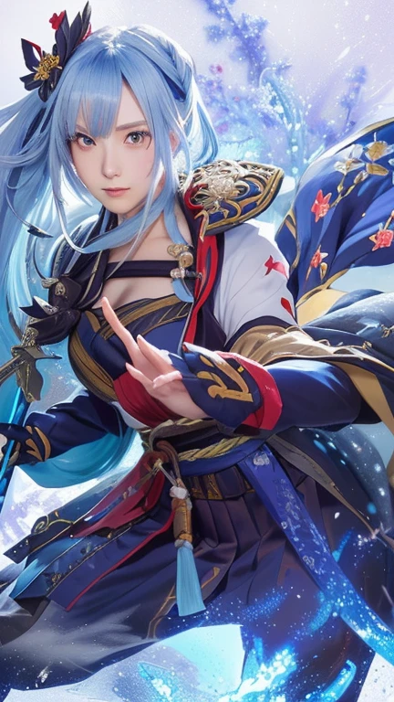 a close up of a woman in a costume with a sword, detailed key art, onmyoji detailed art, keqing from genshin impact, cushart krenz key art feminine, ayaka genshin impact, extremely detailed artgerm, detailed anime artwork, genshin, onmyoji, azur lane style, characters from azur lane