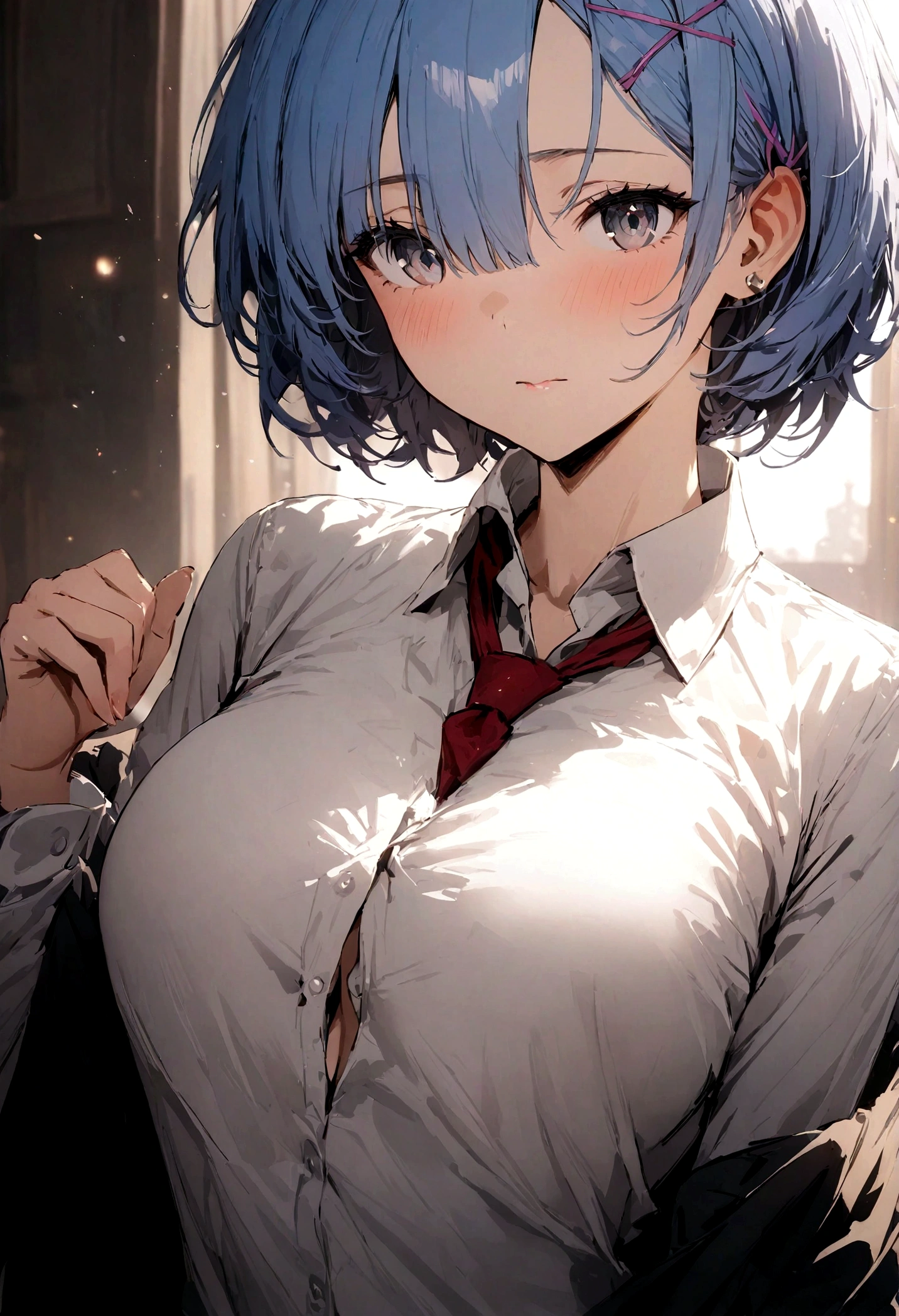 masterpiece, highest quality, Rem, One girl, Collared shirt