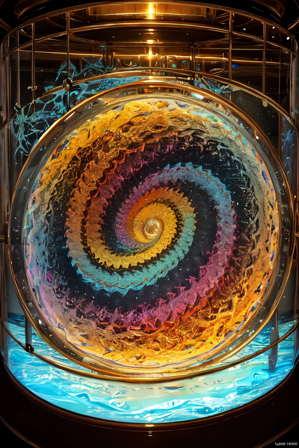 Large aquarium, Laboratory, (Fractal Art:1.3), colorful, ((realistic, masterpiece, high quality, 8K, high resolution:1.3)), extremely detailed CG, (illustration:0.6),