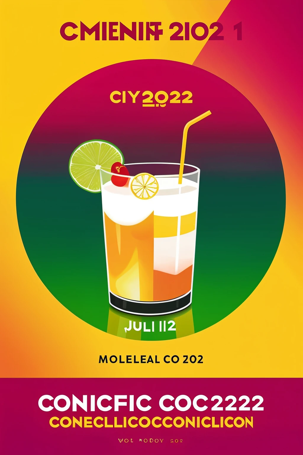 Please generate me a poster of a mixology convention called CóctelCon2025:1st International Mixology Convention that will take place on June 25, 2025 at the World Trade Center convention center in Mexico City
