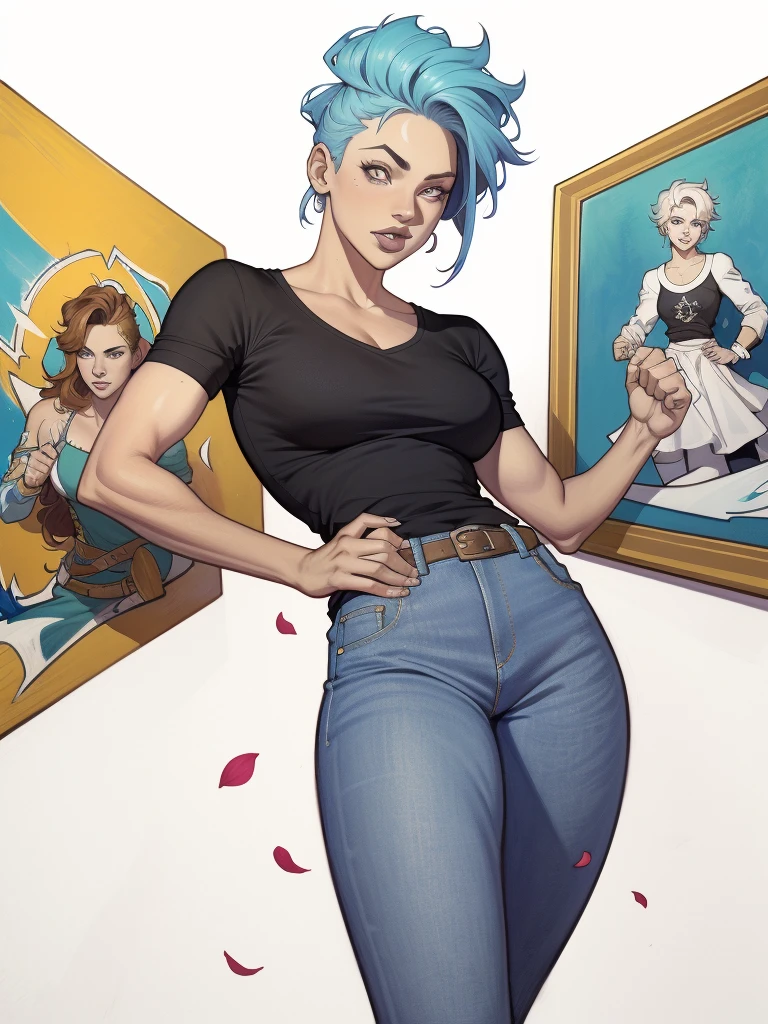 estilo ::2.0 comix illustration estilo,tatoon estilo , comic book estilo ,ashley alexis argentina  ,mulher bonita com cabelo comprido ultra detalhada, (fundo bonito e claro:1.2),, fantastic paintings ,graffit estilo,  flores, olhos altamente detalhados , uma camiseta branca ou vestida com uma jaqueta jaeans e blusa branca por baixo, with both fists in fighting position, e pulseiras, lutando contra um inimigo, com longos cabelos pretos , vitral colorido, tongue slightly out, vibrante, alphonse mucha estilo, fantastic paintings by joe madureira  ,alta qualidade, --ar 3:4 --upbeta --test --creative --upbeta --upbeta --upbeta --upbeta, Obra de arte, melhor qualidade, alta qualidade, extremamente detalhado cg unity 8k wallpaper, scenario, fotografia premiada, HDR, extremamente detalhado, trends on Artstation, trends at CGSociety, intricado, alto detalhe, art by midjourney  estilo::ESTILO JKenneth Rocafort   ::2.9 (Obra de arte:1.2, melhor qualidade), (lindos olhos finamente detalhados: 1.2), ((1girl Kelly Brook mulher muito bonita PEITO GRANDE )), ((Sozinho)), (olhos vermelhos:1.4), (olhos finamente detalhados e rosto detalhado:1.3),), (com jeans e camiseta ou vestido branco:1.3), (fundo bonito e claro:1.2), (extremamente detalhado CG, ultra-detalhado, melhor sombra:1.1), ((profundidade de campo)), ((aquarela)), seios grandes, Ombros nus, flores and petals, beautiful concept illustration , (fundo branco:0.5), (illustration :1.1), (extremamente fino e lindo:1.1), (detalhes perfeitos:1.1)