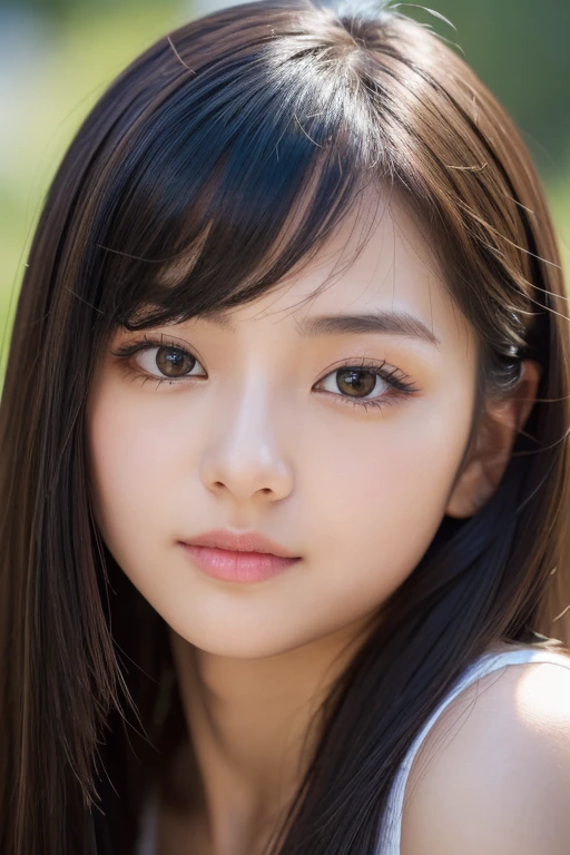 (High resolution:1.3), (16k, Photorealistic, Raw photo, Best image quality: 1.4), Japanese, (One Girl), Beautiful Face, (A vivid face), (Black-haired、Long Hair:1.3、bangs:1.2), (Black Eyes 1.3), Beautiful Hairstyles, Realistic eyes, Beautifully detailed eyes, (Realistic Skin), Beautiful skins, attractive, 超A high resolution, Surreal, High detail, Golden Ratio, Highly detailed cute girl,(20-year-old)