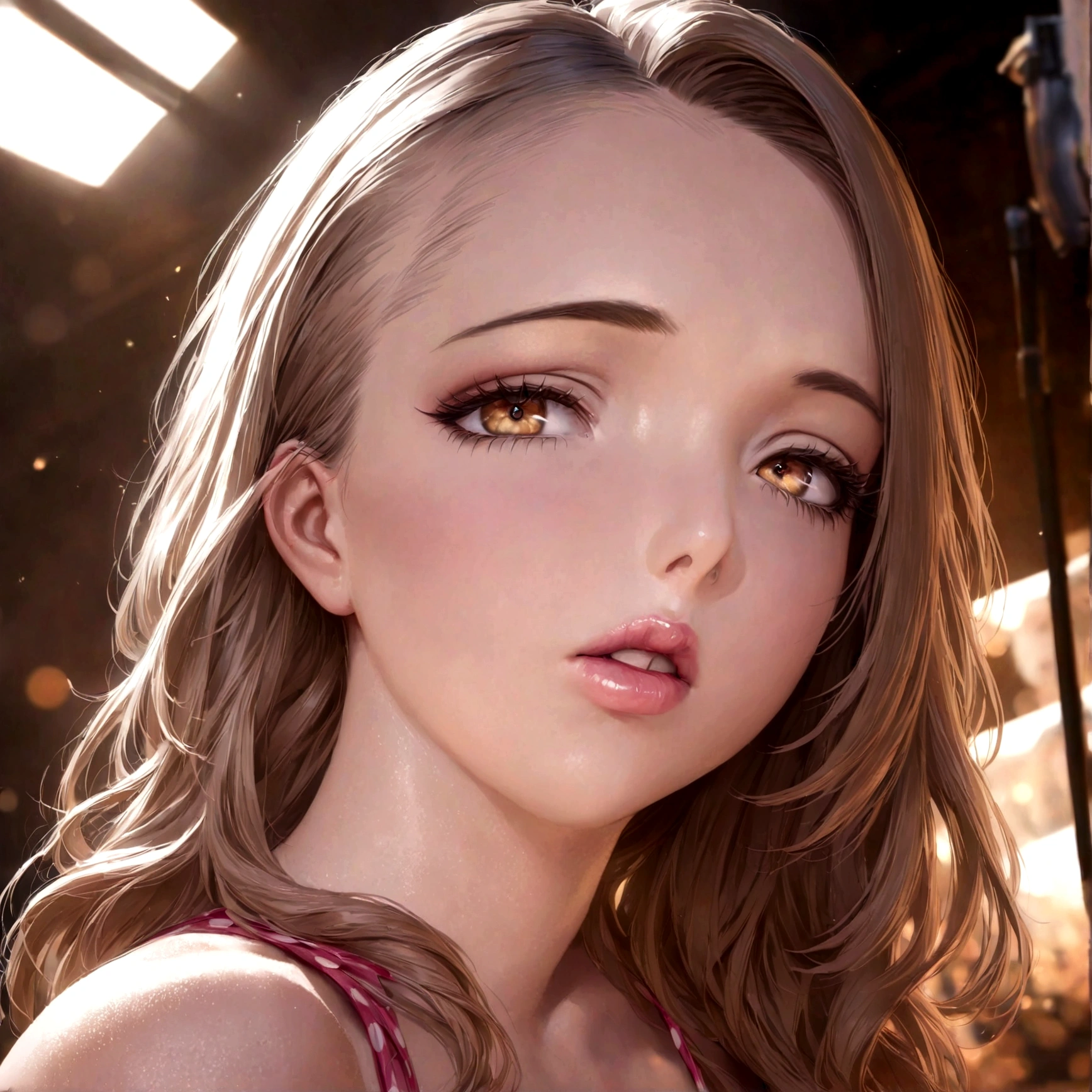 a lovely woman, polka dot string bikini, sheer silks billowing, glamorous poses, on the beach, beautiful detailed eyes, beautiful detailed lips, extremely detailed eyes and face, long eyelashes, realistic, photorealistic, photo-realistic:1.37, best quality, 8k, highres, masterpiece:1.2, ultra-detailed, HDR, UHD, studio lighting, ultra-fine painting, sharp focus, physically-based rendering, extreme detail description, professional, vivid colors, bokeh, portrait, photography, warm color tones, natural lighting