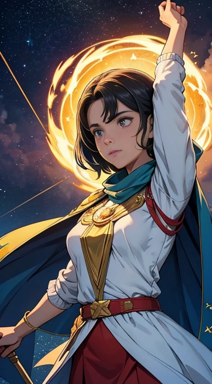 Chapter 20: Awakening of Stellar Skills Upon awakening from the faint caused by the wound on his head, Estrela foi surpreendida ao
perceber que algo havia mudado dentro dela. A feeling of power pulsed inside him., uma energia que ela nunca havia sentido
antes. Confusa e curiosa, Estrela tentou entender o que estava
acontecendo. It was then that she discovered a secret kept within herself.: extraordinary stellar abilities that had been dormant until that moment. Entre essas habilidades estava a capacidade de
manipular a luz, the energy and even the constellations in the heavens.
Estrela percebeu que podia controlar a luminosidade ao seu redor,
create forms of energy that you had never imagined and even invoke the stars to help you. Furthermore, She discovered that she possessed impressive inner strength, strengthened by its ideals of justice and peace. This force impelled her to protect the islands and their inhabitants, to fight against the threats that came his way. With your new skills and your renewed determination, Estrela decided to lead her companions back to the main island, where the rest of the crew waited anxiously for news. She knew she had a role to play in protecting the islands and seeking peace and harmony. Upon arriving at the main island, Estrela noticed the presence of the mysterious light again, mas desta vez a porta permaneceu fechada. No entanto, She didn't let herself be shaken. She knew her newfound abilities enabled her to face any challenge that came her way..
Assim, with your unwavering determination and stellar skills at your side, Estrela and his crew prepared to face the dangers and challenges that awaited, ready to protect the islands and discover the secrets that surrounded them Chapter 21: The Awakening of the Inner Strength While the sailors rested comics:1.8, Cartoon tirinhas,tirinha:: futurista, e stilo de quadrinhos da Marvel, hiper HD, Ultra-HD 24K