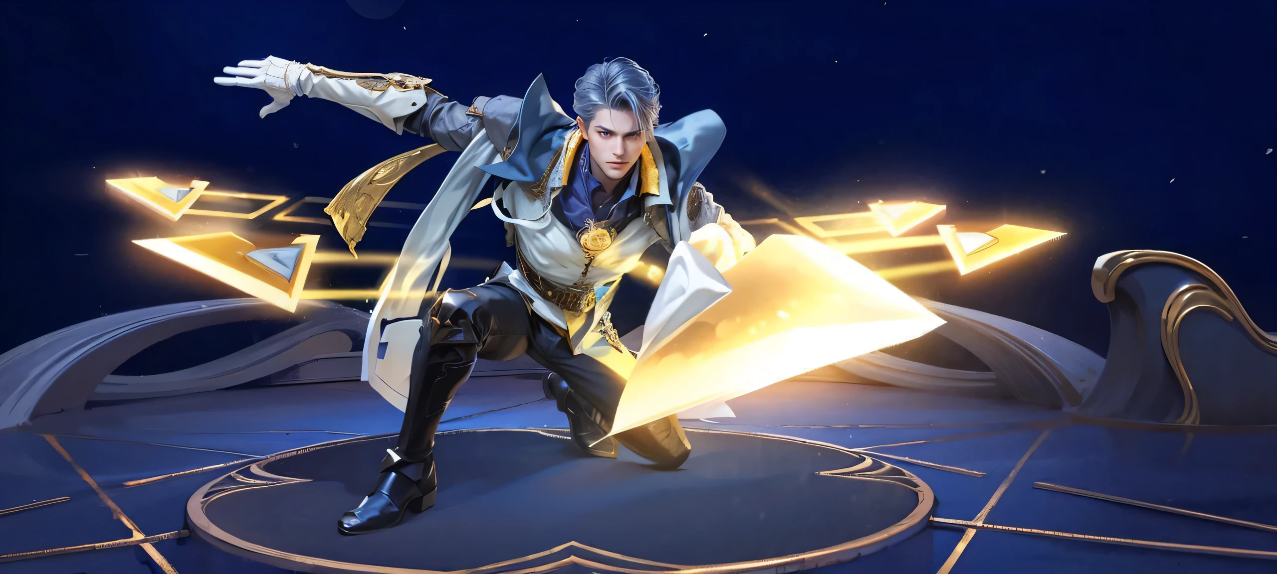 a guy in a white suit and red scarf holding a sword, son of sparda, handsome guy in demon slayer art, Best quality, masterpiece, detailed skin texture, detailed clothes texture, detailed face, super detail, 8k, intricate detail, 1 boy, The color doesn't change, Muscle guy, 1 guy