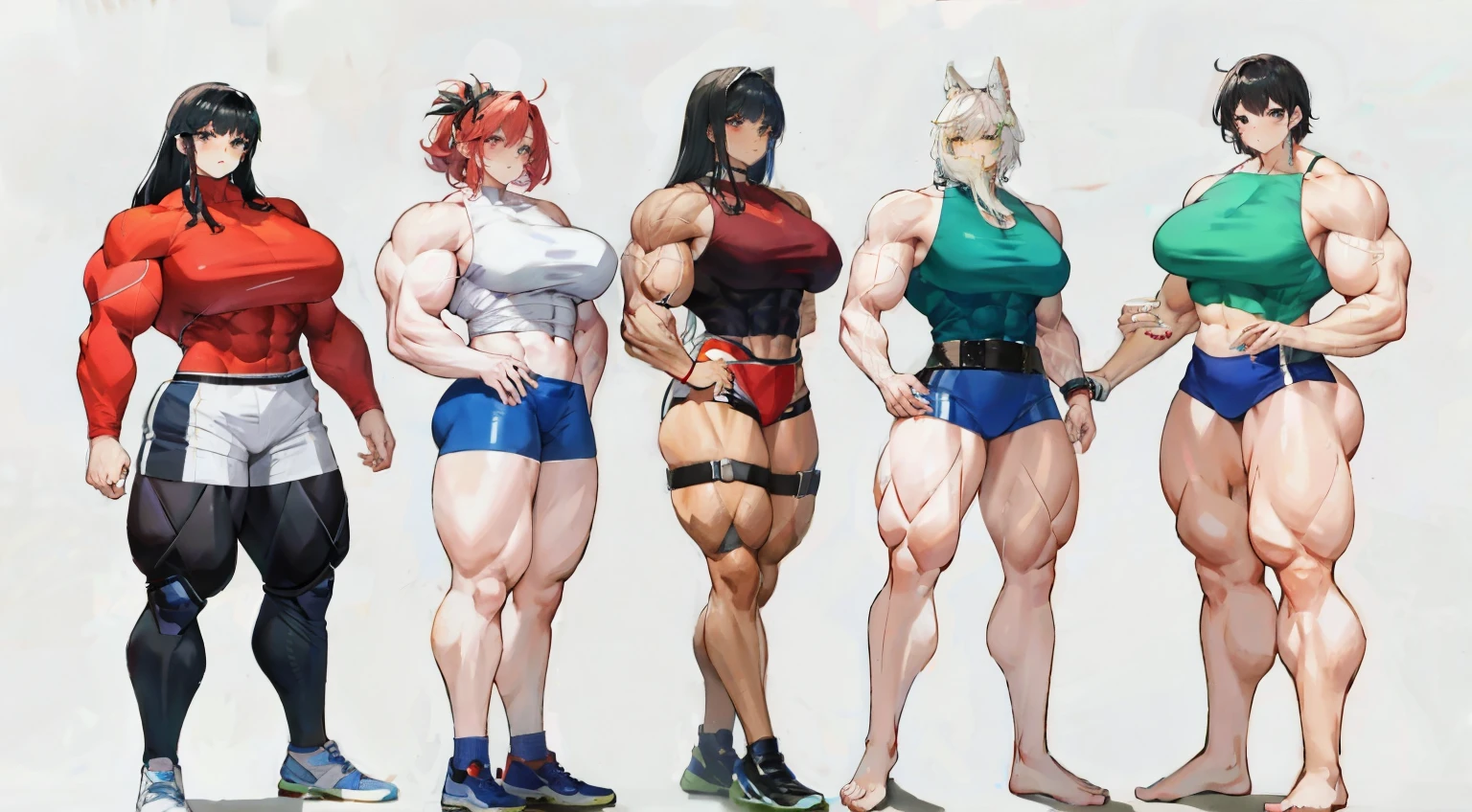 group of big muscle girls