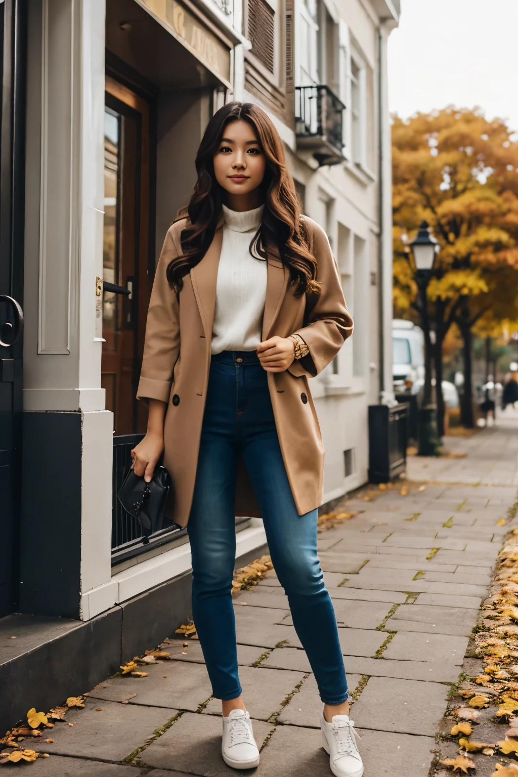 with autumn season outfit not wearing jacket