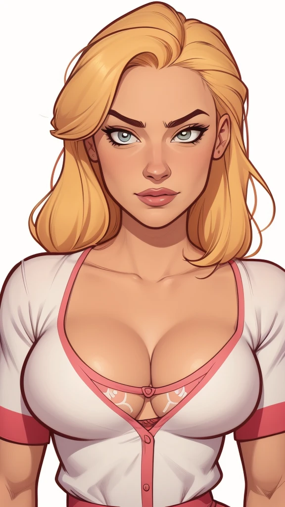 estilo de desenho animado:1.2), Yvonne Strahovski mulher Imagem de desenho animado de uma mulher , roupas sensuais , garota super fofa, authoritarian would be facial expressioncartoon style illustration, estilo de arte dos desenhos animados, estilo de arte dos desenhos animados, digital illustration style, design de personagens altamente detalhado, arte digital detalhada fofa, City fan art, design de personagem retrato, beautiful digital illustration, retrato de alta qualidade, arte em quadrinhos, retrato do design do personagem, white background Buso without clothes and medium breasts, beautiful and symmetrical body curves