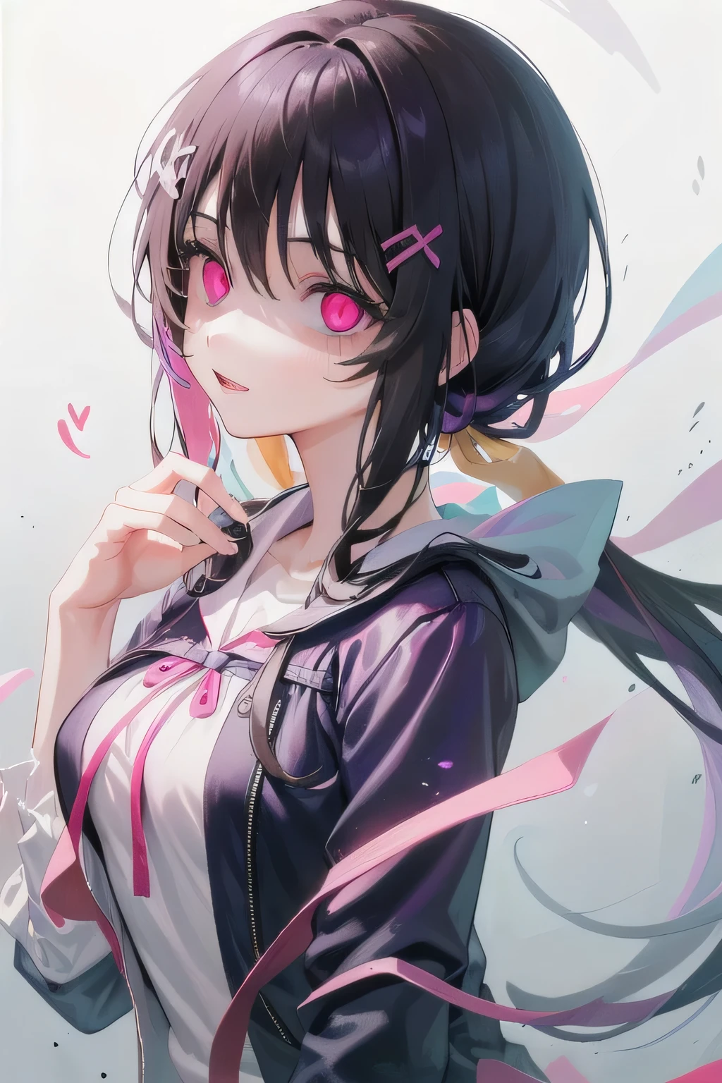 (Tabletop:1.0), (highest quality:1.4), (High resolution:1.2), From the side,Sharp contours, long hair, highest quality, masterpiece,Glasses,Voice of the Heart,yandere,Browsing Caution,nude,facial,Excessive ,Chest to chest,Upper Body,Ecstasy,saliva,blush,Heterochromia iridis,Colorful Hair,Dynamic composition