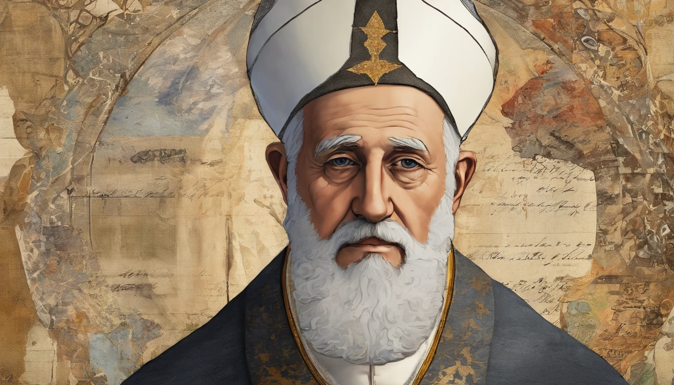 50 year old man with gray beard, 14th century pope, papal, Stephen VI
