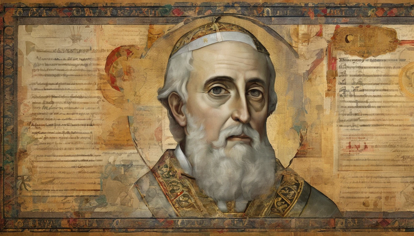 50 year old man with gray beard, 14th century pope, papal, Stephen VI
