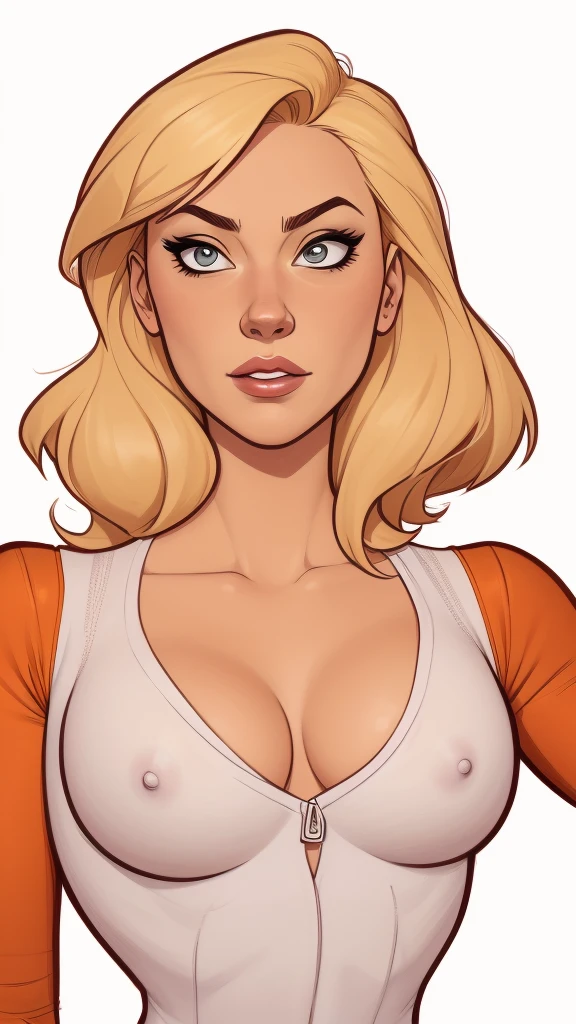 estilo de desenho animado:1.2), Yvonne Strahovski mulher Imagem de desenho animado de uma mulher , roupas sensuais , garota super fofa, authoritarian would be facial expressioncartoon style illustration, estilo de arte dos desenhos animados, estilo de arte dos desenhos animados, digital illustration style, design de personagens altamente detalhado, arte digital detalhada fofa, City fan art, design de personagem retrato, beautiful digital illustration, retrato de alta qualidade, arte em quadrinhos, retrato do design do personagem, white background Buso without clothes and medium breasts, beautiful and symmetrical body curves