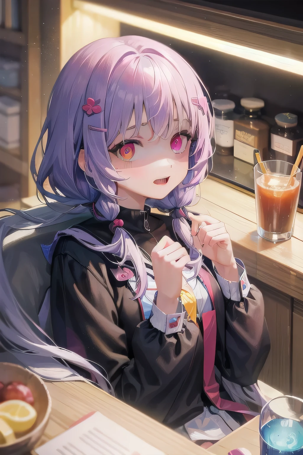 (Tabletop:1.0), (highest quality:1.4), (High resolution:1.2), From the side,Sharp contours, long hair, highest quality, masterpiece,Glasses,Voice of the Heart,yandere,Browsing Caution,nude,facial,Excessive ,Chest to chest,Upper Body,Ecstasy,saliva,blush,Heterochromia iridis,Colorful Hair,Dynamic composition,bath