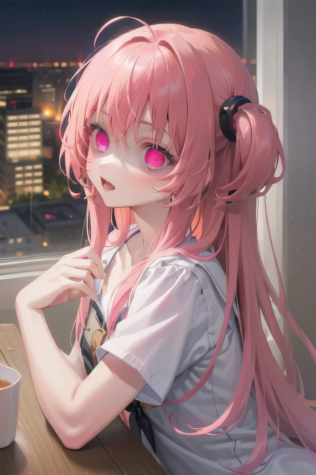 (Tabletop:1.0), (highest quality:1.4), (High resolution:1.2), From the side,Sharp contours, long hair, highest quality, masterpiece,Glasses,Voice of the Heart,yandere,Browsing Caution,nude,facial,Excessive ,Chest to chest,Upper Body,Ecstasy,saliva,blush,Heterochromia iridis,Colorful Hair,Dynamic composition,bath