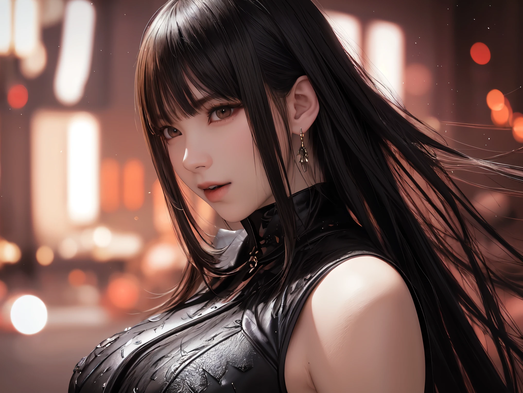 8k, masterpiece, bset quality, girl in white leather luxury vest outfit, glossy, sexy girl fantasy anime artwork, fantasy anime illustration, badass anime 8k, wallpaper 4k anime art, 4k anime art wallpaper, 2.5 d cgi fantasy anime artwork, 8k anime art wallpaper, detailed digital anime art, beautiful fantasy anime, epic anime artwork majestic, anime wallpaper 4k, detailed anime artwork, sexy, seductive, giant, women, anime style, best quality, extremely detailed, best silhouette), (details )font background, dark fantasy), (beautiful detailed face), high contrast, (best lighting details, extremely delicate and beautiful eyes), ((cinematic lights)) , colorful, super detailed, dramatic lighting, intricate details (1 girl, solo, sharp face, . Blonde, super long hair, bangs, long eyelashes, dynamic angles), blood splatter, black light swirling around character, depth of field, black light particles, (broken glasagic circle) . Luxurious lobby background, super cars, lights