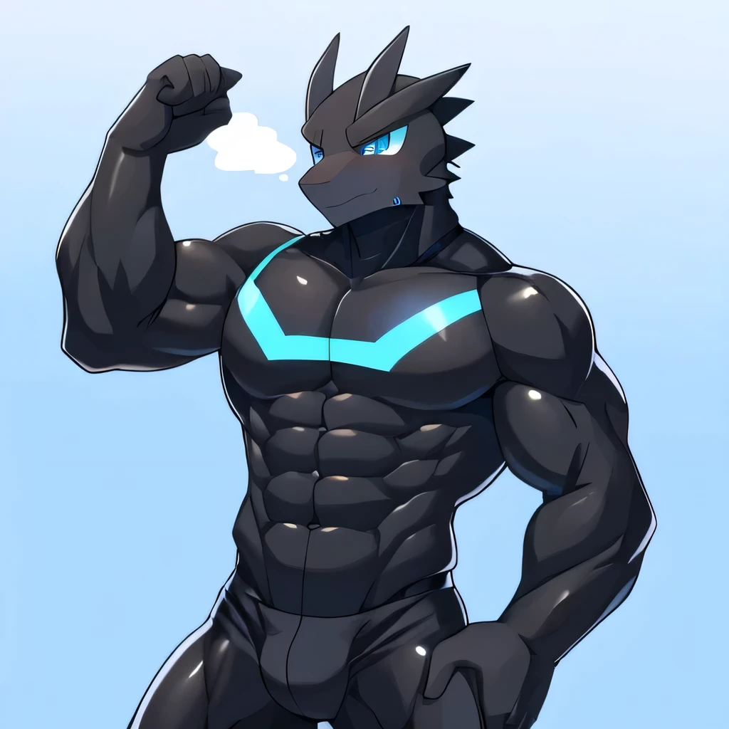 Thin macho western black dragon abs Hollow abs body suit thick arms chest rig 、sweaty skin glow profile Wearily short of breath Chemo shota
have a blue eyes Tired look jacket