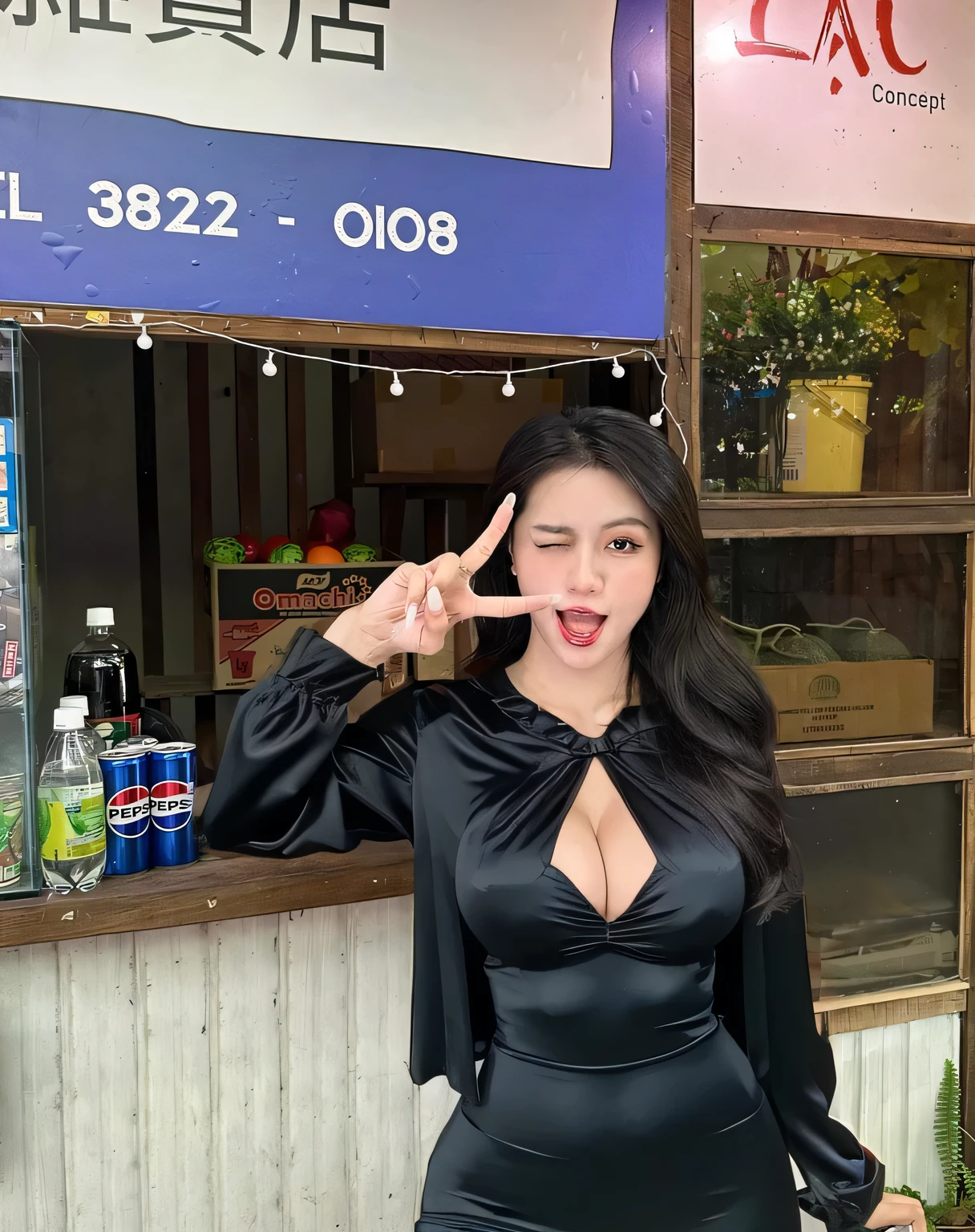 (large breasts:0.6), cleavage, tight silk dress, pokies,