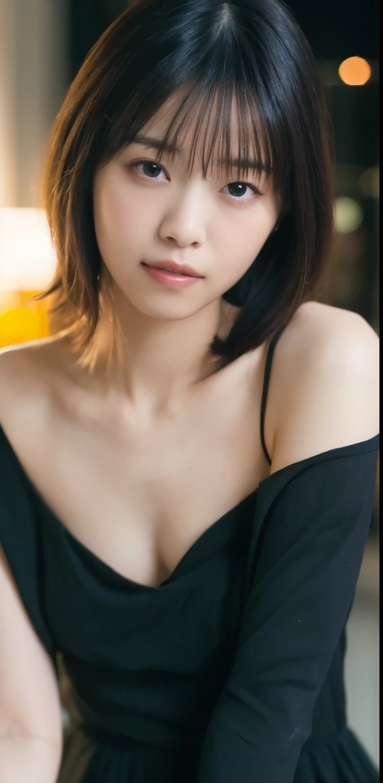 there is a woman that is posing on a skateboard, young sensual gravure idol, young skinny gravure idol, realistic young gravure idol, japanese model, beautiful asian girl, she is wearing a black tank top, young cute wan asian face, young pretty gravure idol, 奈良美智, wearing a low cut tanktop