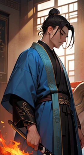 close：Man in blue robe、Man with a sword, Sounds influenced by Cao Zhibai, Inspired by Li Kang, Inspired by Huang Ding, Inspired by the Yellow God, Inspired by Zhu Dejun, G Liulian&#39;s art style, Feng Shui, Inspired by Woo Bin, Inspired by Zhang He, Haise Jinyao, Yang Qi