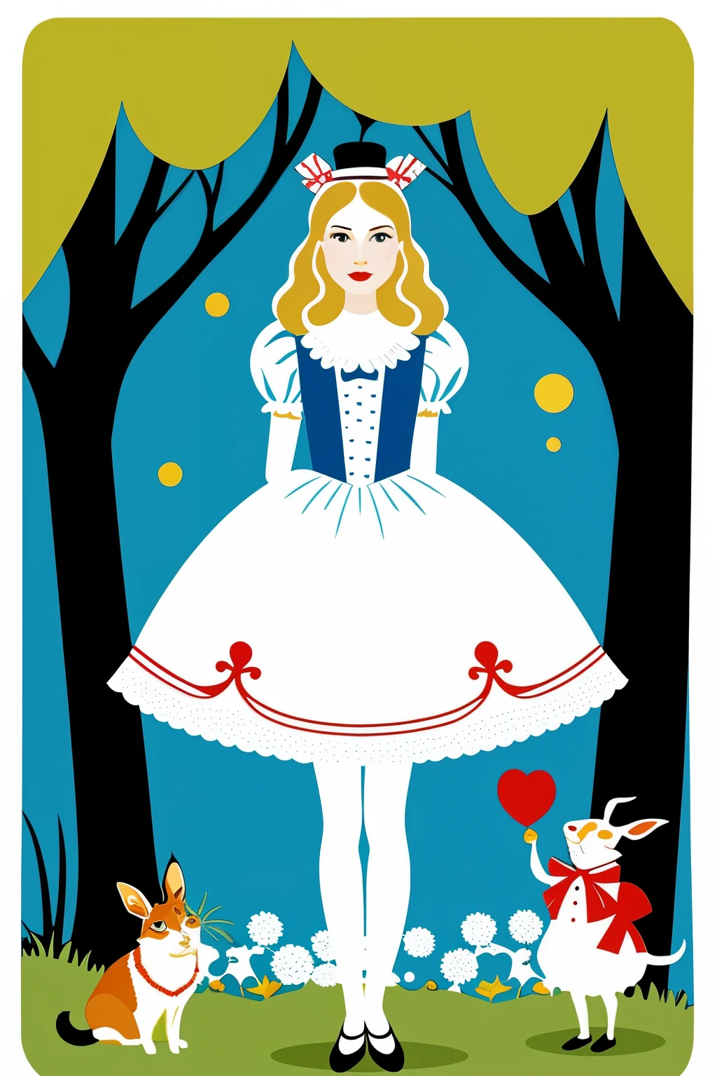 Generate an illustration for the work Alice in Wonderland. Best quality.