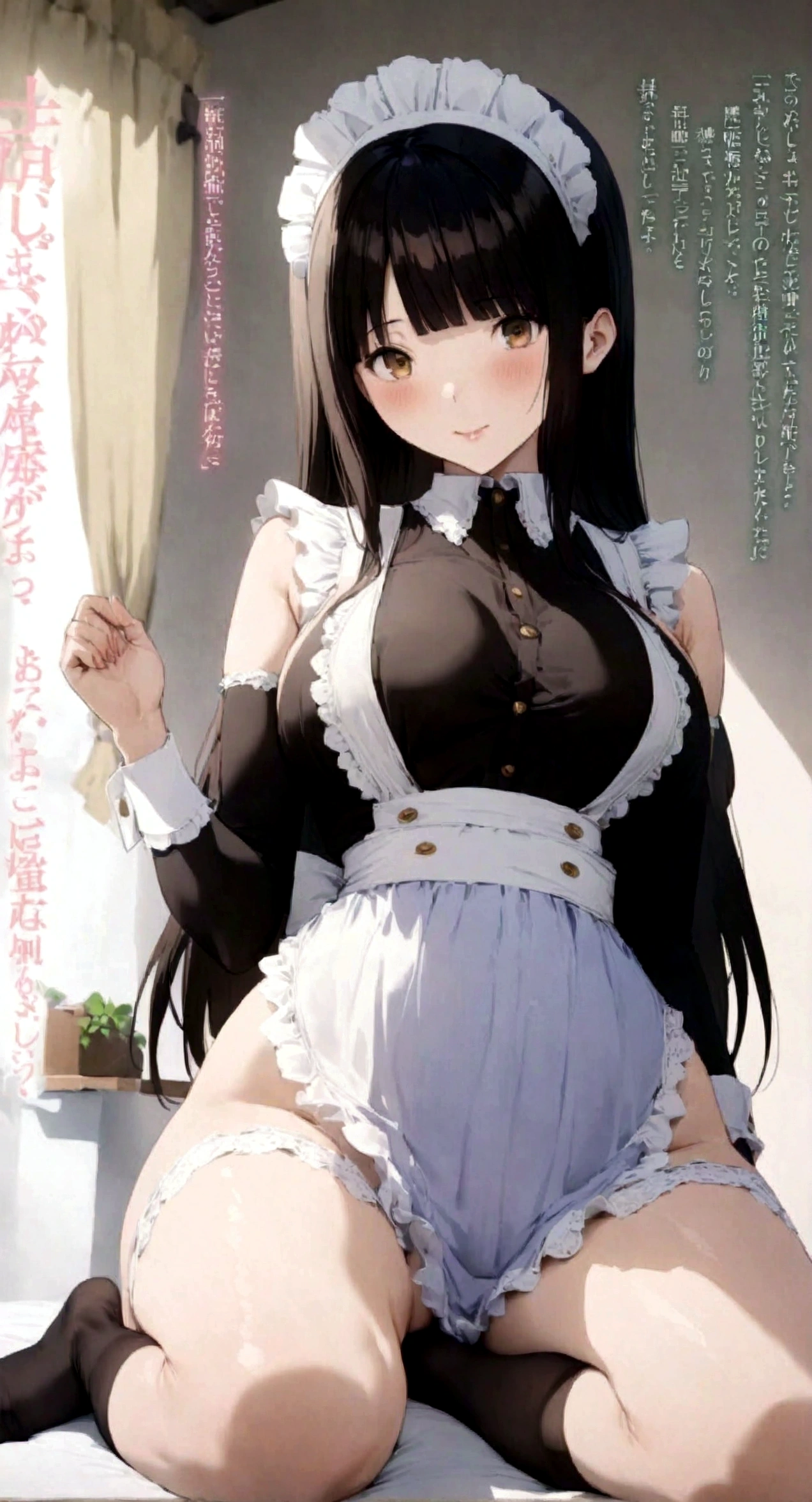 Magazine cover(masterpiece, best quality:1.2),Maid,(((The eyes are delicate)))Work((Maid衣服))Socks,(8K)(HD)