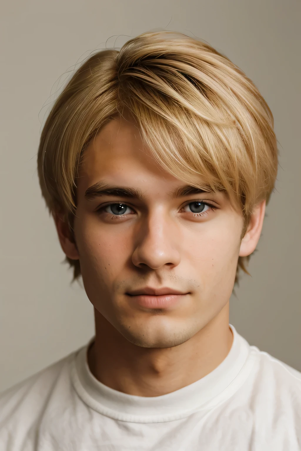 Portrait of the 25 years old man, with medium blonde hair