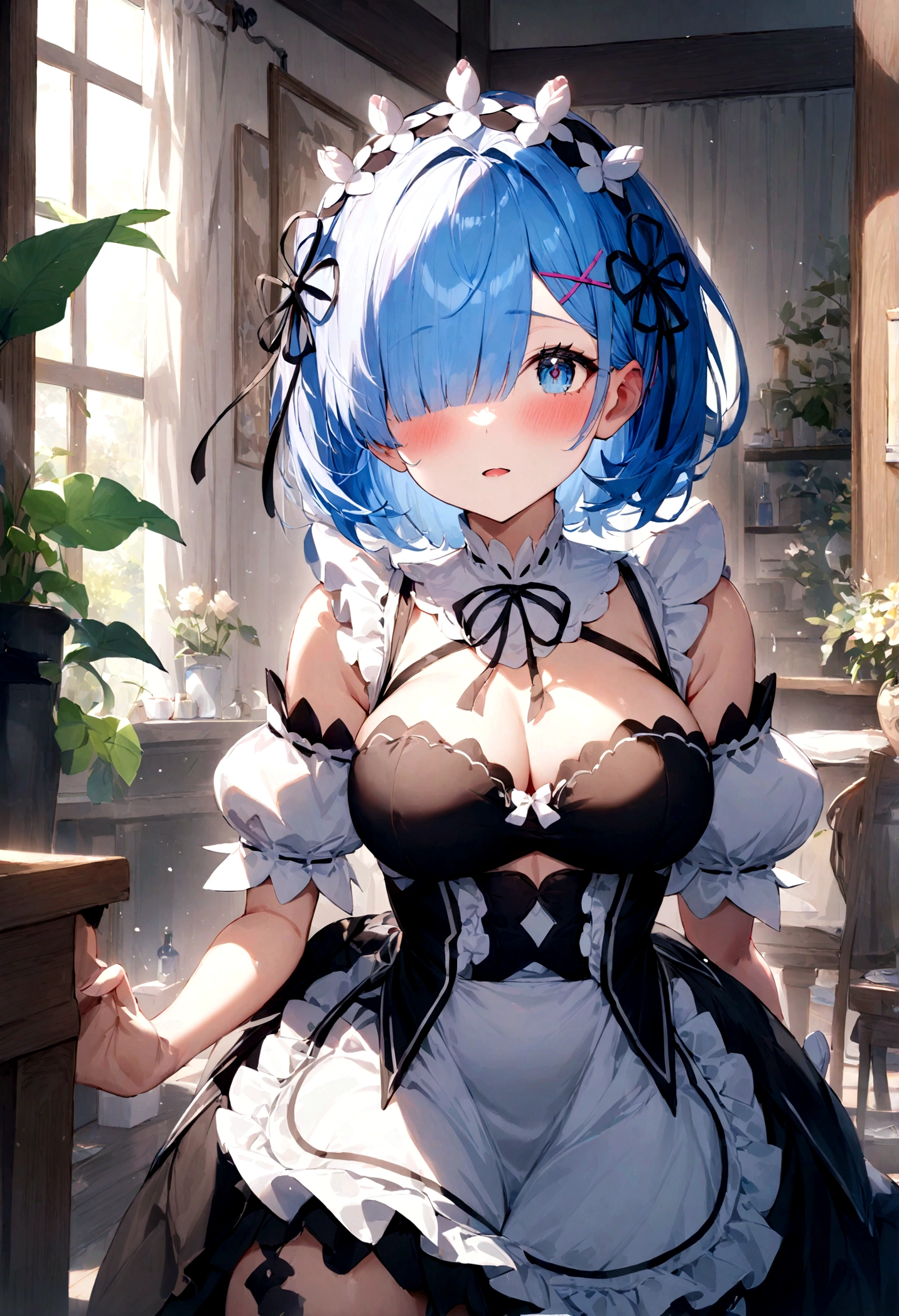 1girl,masterpiece, best quality, very aesthetic, absurdres,
Rem, Re:Zero - Starting Life in Another World - A demon maid with a deep loyalty and affection for the protagonist, Subaru, showcasing immense power and emotional depth.