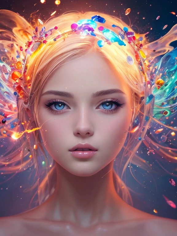 Best quality, masterpiece, a high resolution,1 Girl,Beautiful face, nude, naked, Colorful, picture explosion, art station, conceptual art, smooth, sharp focus, illustration, fabulous magical atmosphere, Artgerm&#39;s art, Greg Rutkowski and Alphonse Mucha