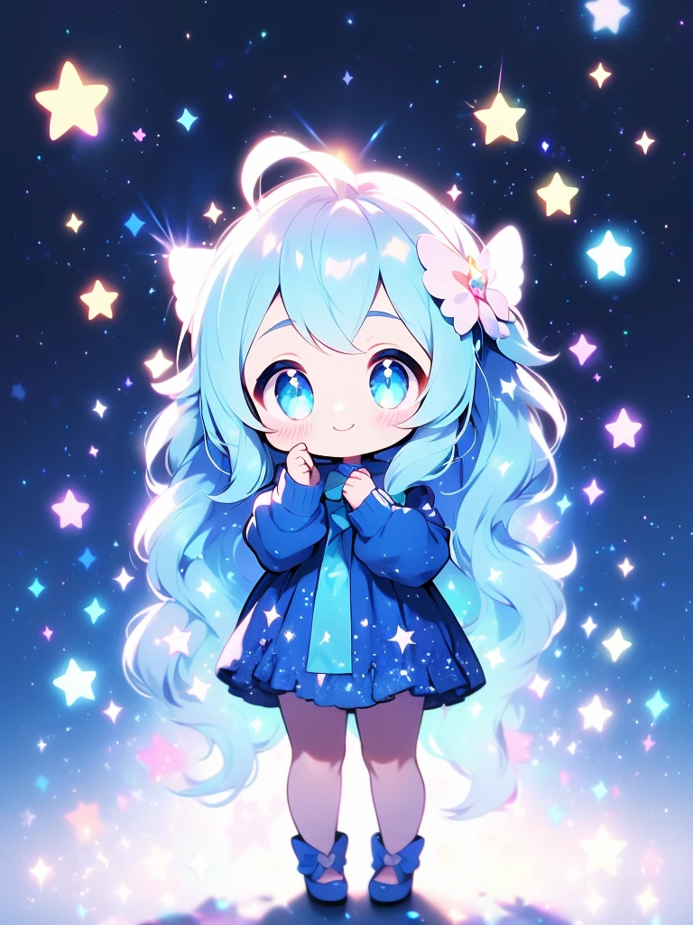 Face Focus, masterpiece, highest quality, girl，Looking up，Sparkling and colorful, Sparkling butterfly，Twinkle Star，shining heart，Night Background, fire Fly, Particles of light, alone, Twin-tailed light blue hair, Aqua Eye, Cute Smile，Are standing, Pixiv, Written boundary depth, Structure of the film, Best lighting, look up