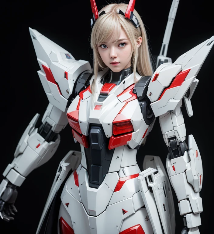 Textured skin, Super Detail, Attention to detail, high quality, 最high quality, High resolution, 1080p, hard disk, beautiful,(Gundam),Beautiful cyborg woman,Mecha Cyborg Girl,battle mode,Girl with a mechanical body,She wears a futuristic Gundam mecha,Full Body Shot