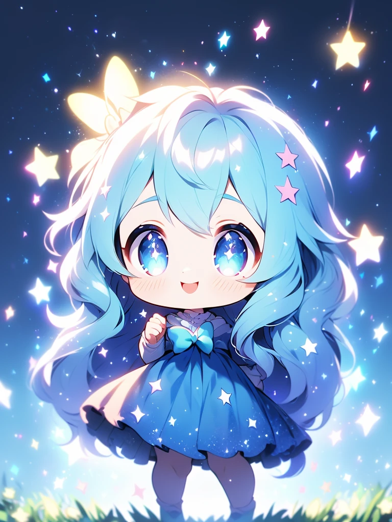 Face Focus, masterpiece, highest quality, girl，Looking up，Sparkling and colorful, Sparkling butterfly，Twinkle Star，shining heart，Night Background, fire Fly, Particles of light, alone, Twin-tailed light blue hair, Aqua Eye, Cute Smile，Are standing, Pixiv, Written boundary depth, Structure of the film, Best lighting, look up