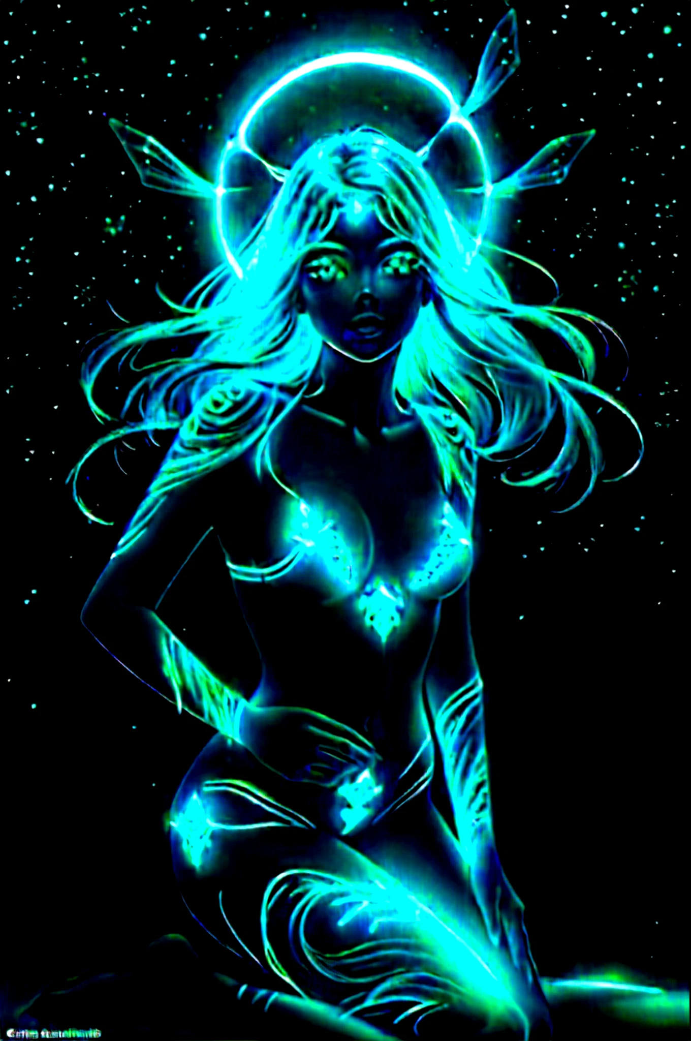 gorgeous woman, bioluminescent skin