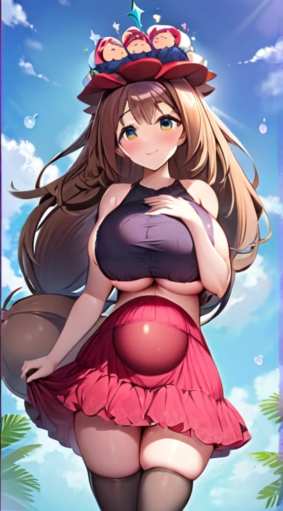 Pregnant woman, pregnant belly, multiple births, big breasts