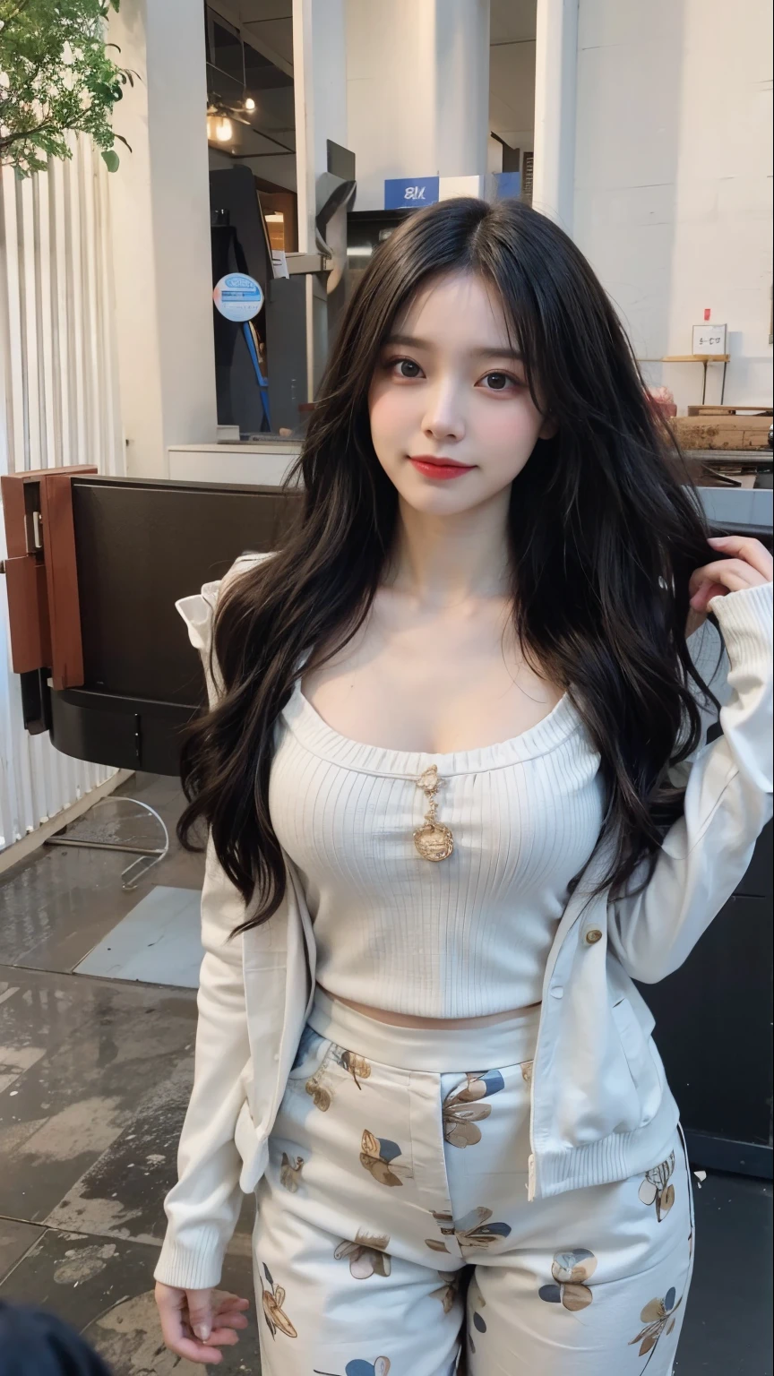 ((Best quality, 8k, Masterpiece :1.3)), Sharp focus :1.2, A pretty girl 24 years old with perfect figure :1.4, Slender abs :1.3, Raw photography、超A high resolution, full body, Ultra High Definition, (Photorealistic:1.4), Detailed Photo, Smiling, Sexy, Facing Camera, Close-up , (Photorealistic), (1girl), Beautiful Face, (Realistic Face),Beautiful Hairstyle, Realistic eyes, beautiful detail eyes, (realistic skin), beautiful skin, (sweater), absurd, attractive, ultra high resolution, ultra realistic, high definition, golden ratio,Good hands、10、high-reaster-piece、highest quality、head:1.3、((Hasselblad photo))、Fine Skin、crisp focus、(Light like a movie)、gentle lighting、Dynamic Ungle、[:(detailed face:1.2):0.2]、
Negative Pro,  Highly detailed face and skin texture, Detailed eyes, Double eyelid,super fine eyes,super fine hand, face zoom, perfect makeup,(Huge breasts that look like they might burst:1.1)
