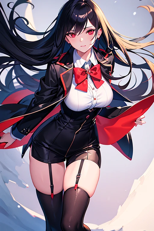 junko enoshima lifting up skirt with hands, showing white thong with a thigh gap